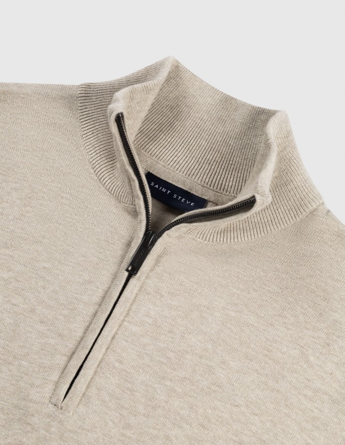 Afbeelding van Cas 19480 Sand Melange - Half Zip - Saint Steve