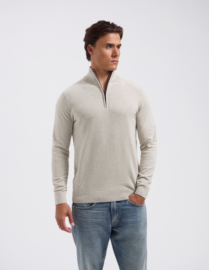 Afbeelding van Cas 19480 Sand Melange - Half Zip - Saint Steve