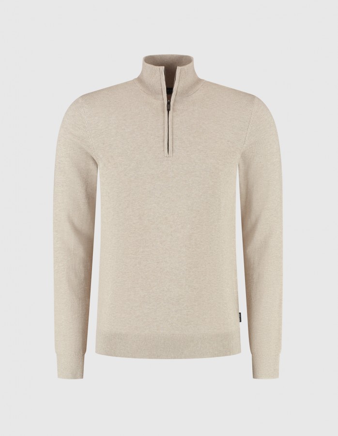 Afbeelding van Cas 19480 Sand Melange - Half Zip - Saint Steve