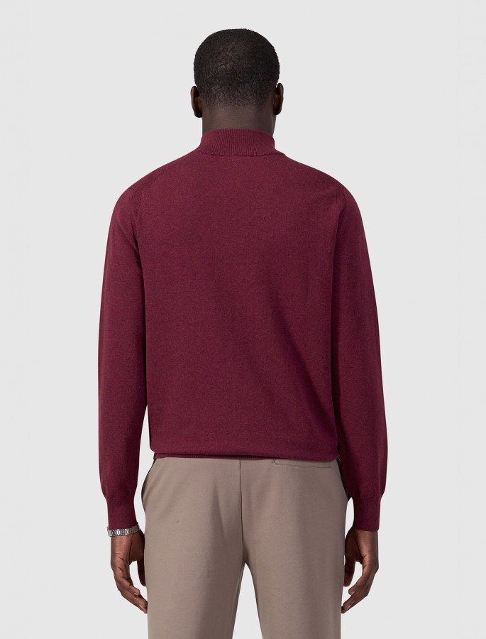 Afbeelding van 26030807 107 Heren Trui - Wine Red - Half Zip - PURE PATH