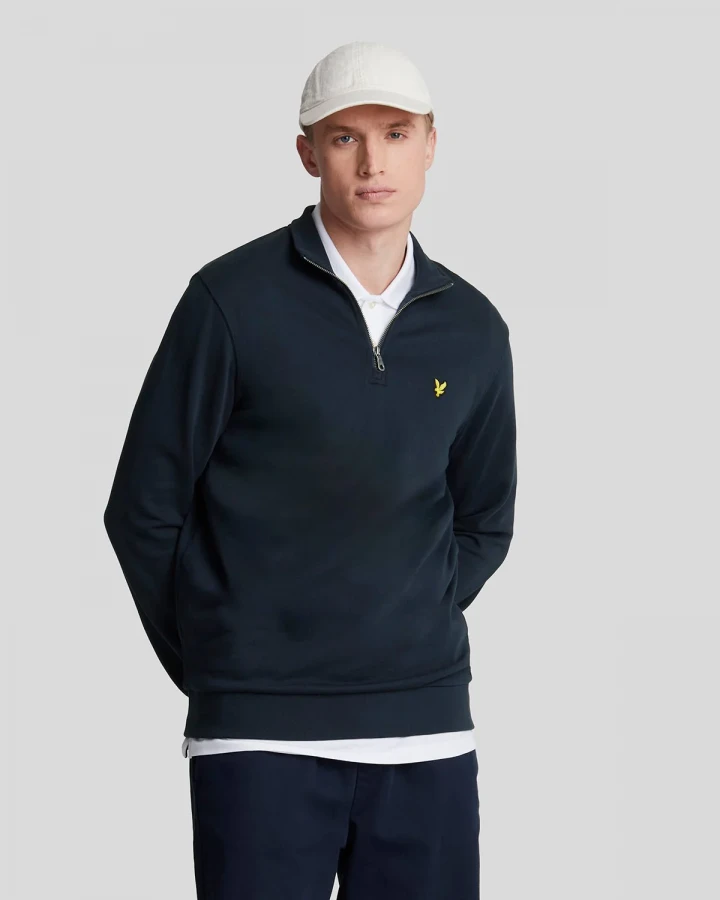 Afbeelding van ML2022VT Loopback Quarter Zip Dark Navy Heren Sweater Lyle & Scott