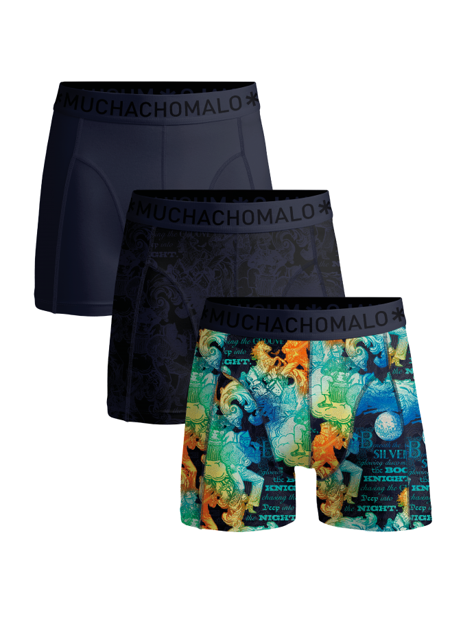 Afbeelding van BOOGIEKNIGHTS 3-PACK 01 Print/Print/Solid Heren Boxers - Muchachomalo