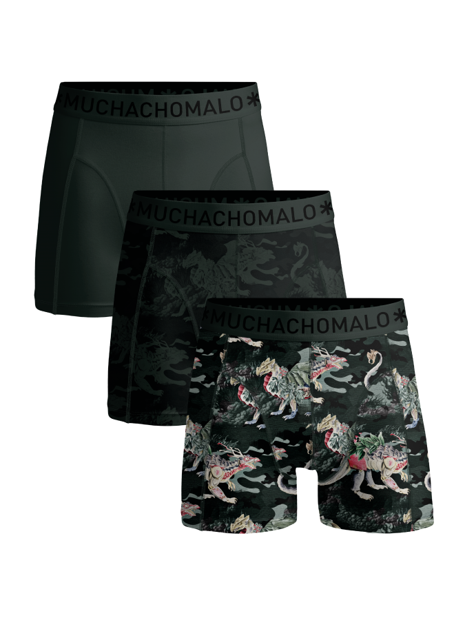Afbeelding van HIDDENDRAGONS 3-Pack 01 Print/Print/Solid Heren Boxers - Muchachomalo