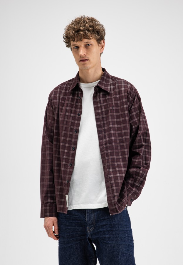 Afbeelding van Judd Cord Small Check M2624009 Pasha Purple 845 - Overshirt - Butcher of Blue