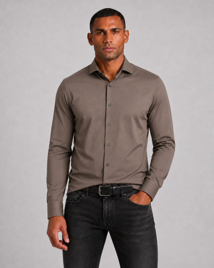Afbeelding van 4030-21750 246 Light Brown uni Overhemd - PURE