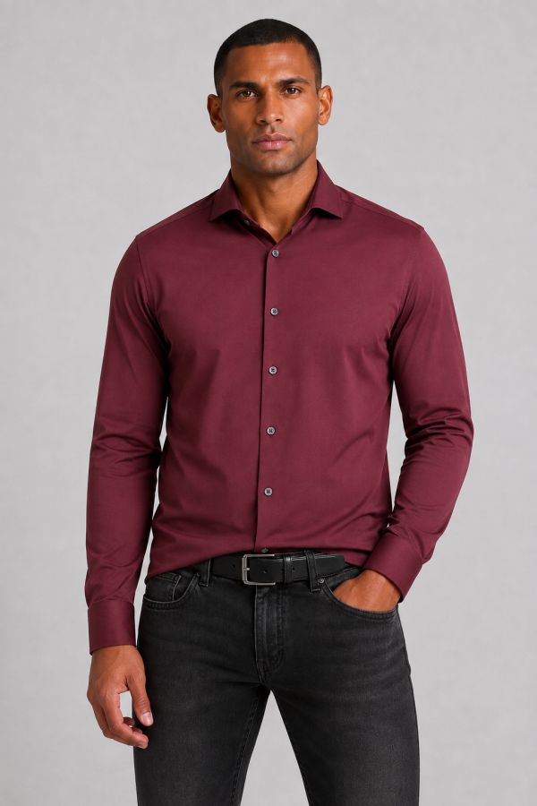Afbeelding van E41300-21750 332 Bordeaux Plain Overhemd -  PURE