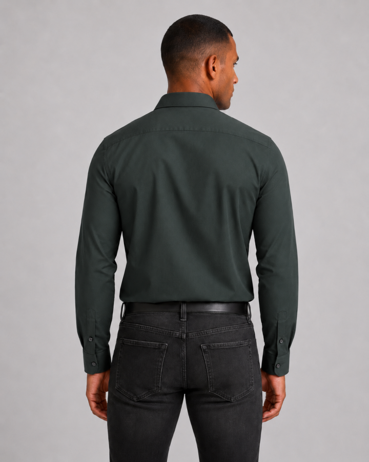 Afbeelding van E41300-21750 436 Forest Green - Plain Overhemd  - PURE