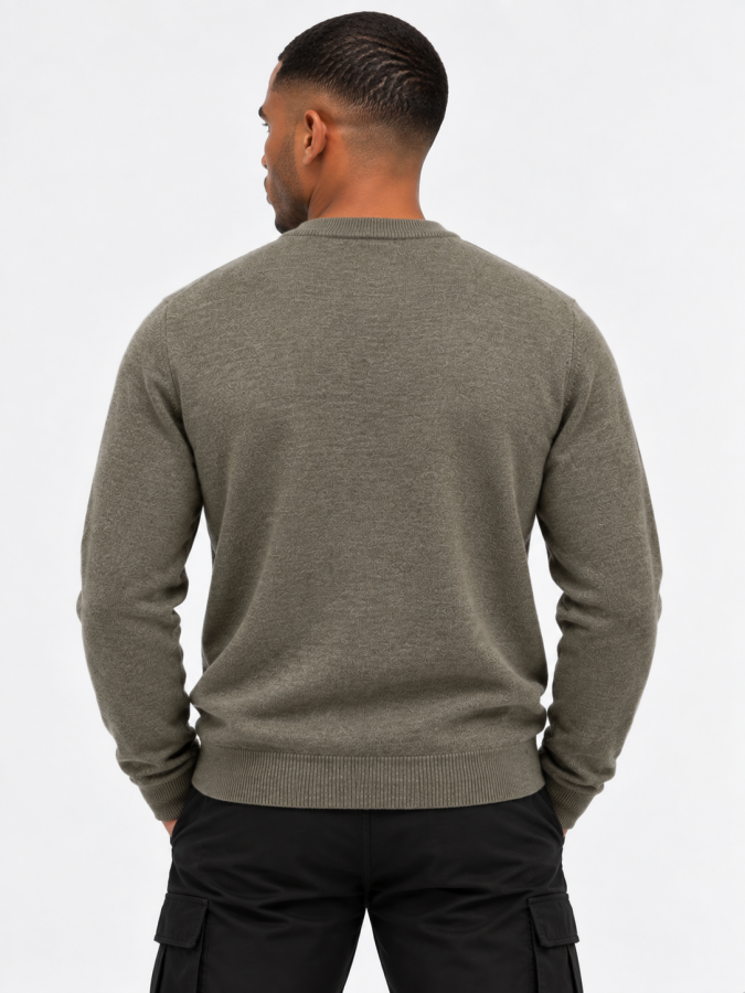 Afbeelding van KN2114V Lamswool Y356 Khaki Heren Trui -  Lyle & Scott