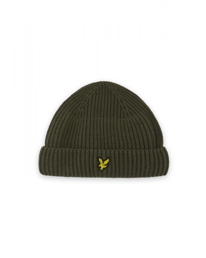 Afbeelding van HE2531A Ribbed Beanie Y294 True Olive  - Lyle & Scott