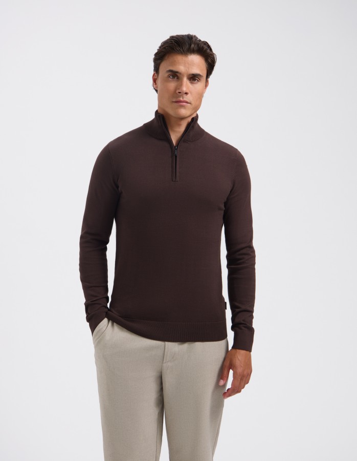 Afbeelding van Cas 19480 Burned Coffee Half Zip Trui - Saint Steve