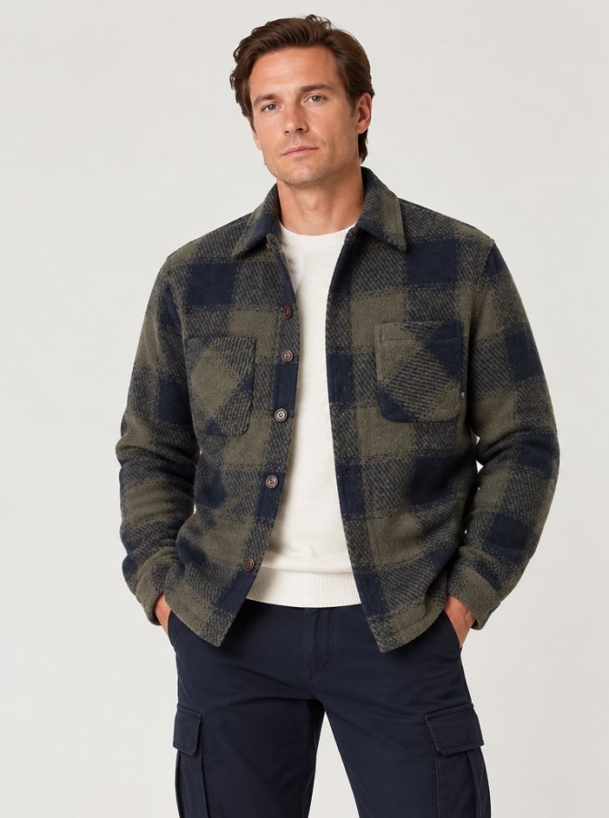 Afbeelding van KS15032 KSELMIG Gewatteerd Checkshirt - Army -Kronstadt